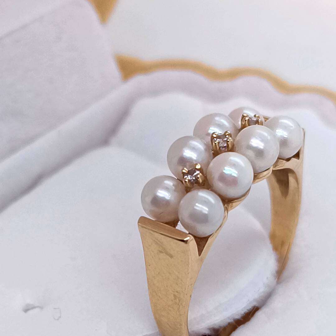 Vintage Pearl & Diamond 14k Gold Ring