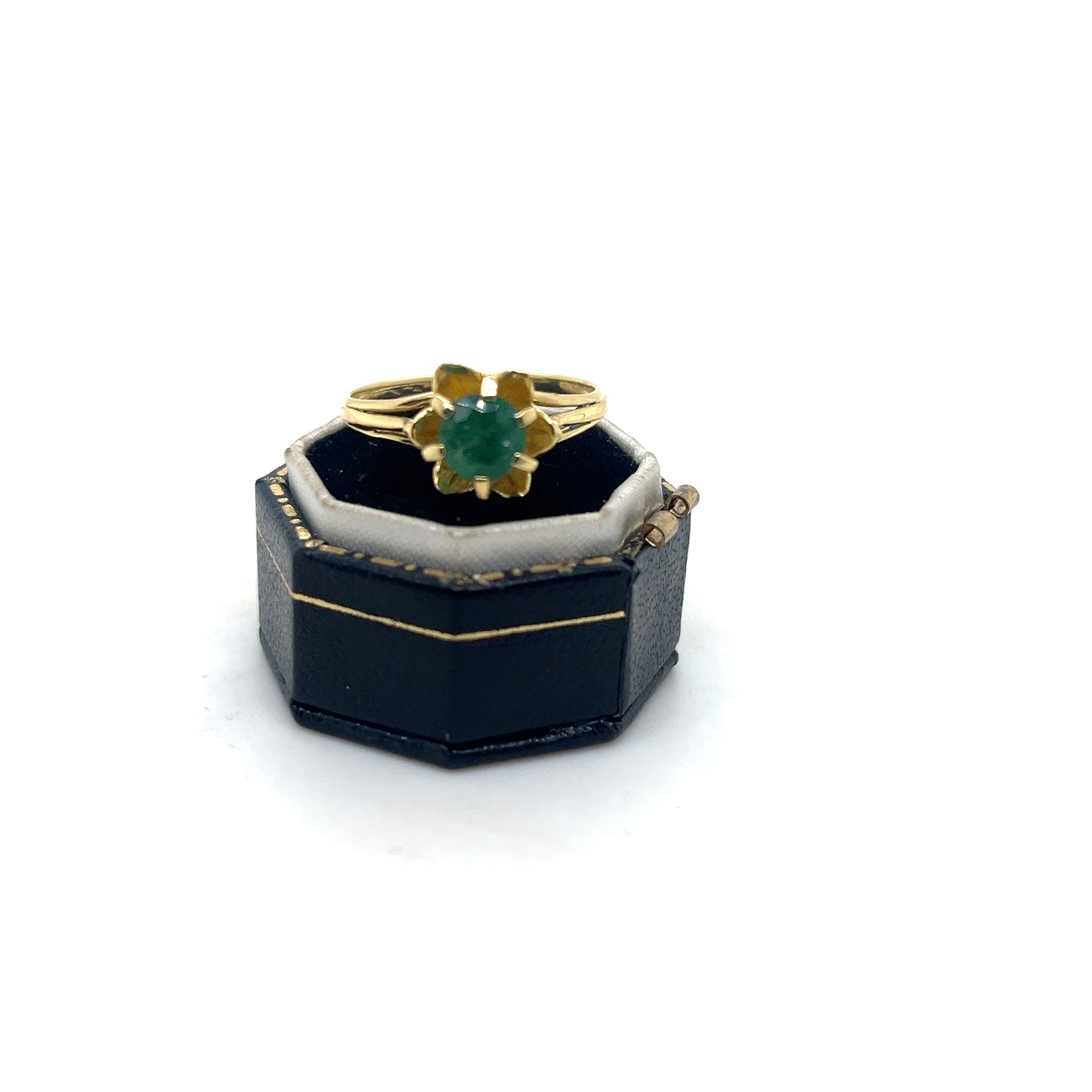 Emerald Flower Gold Ring