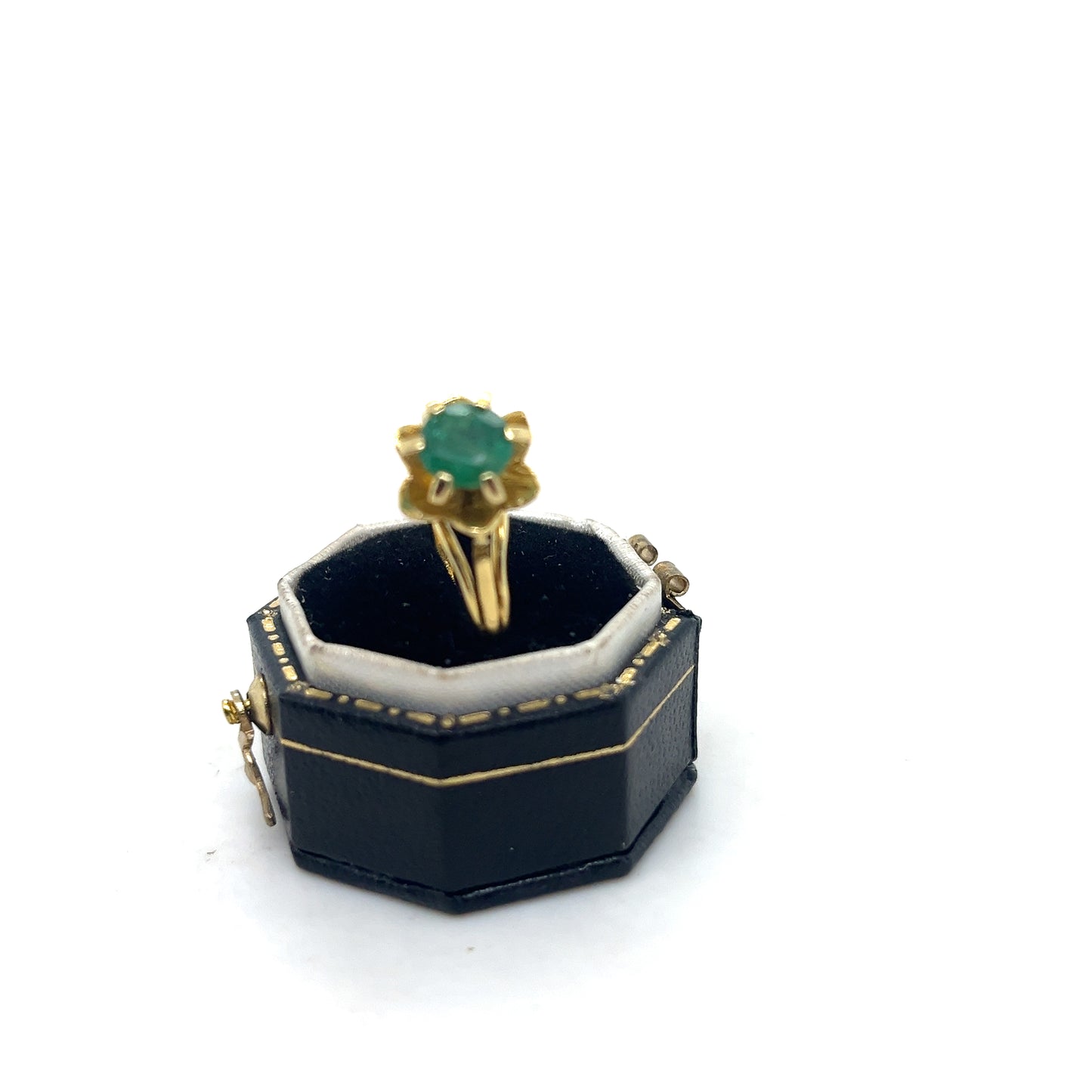 Emerald Flower Gold Ring