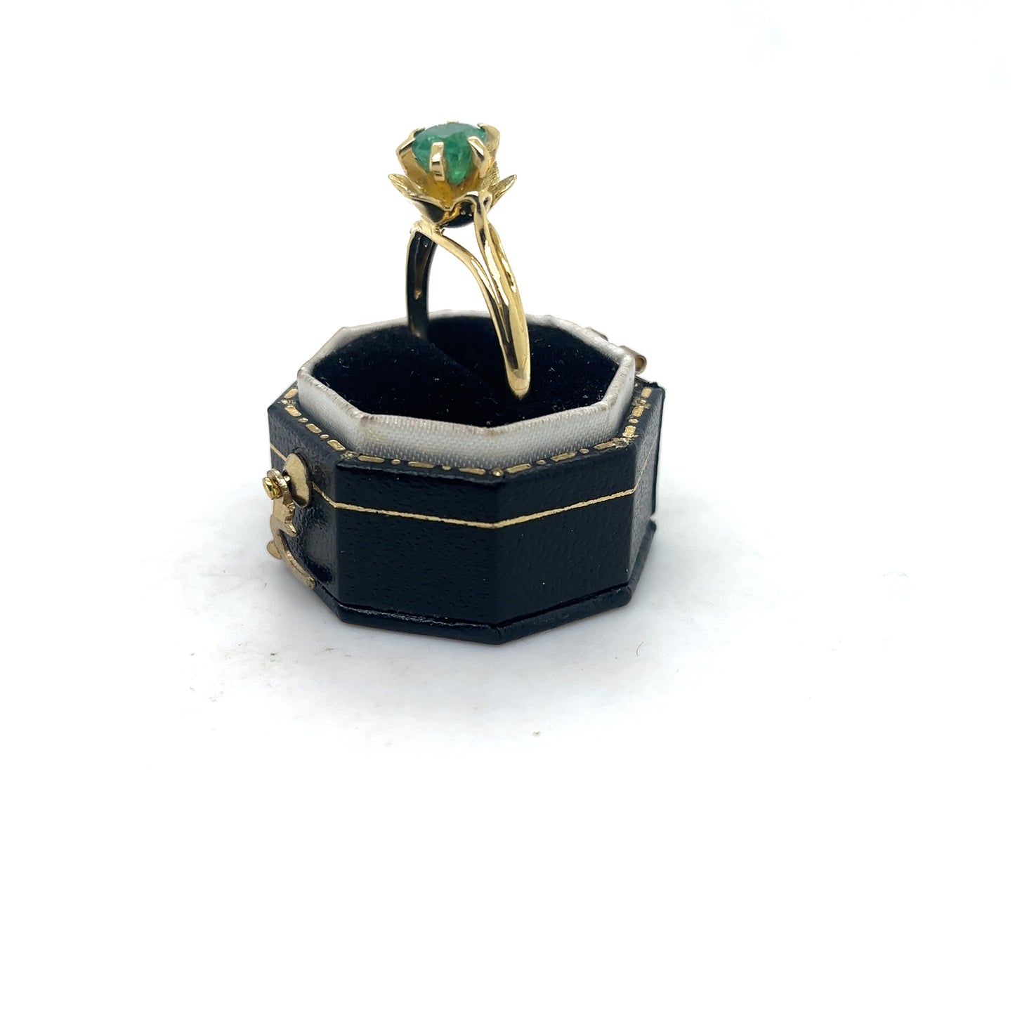 Emerald Flower Gold Ring