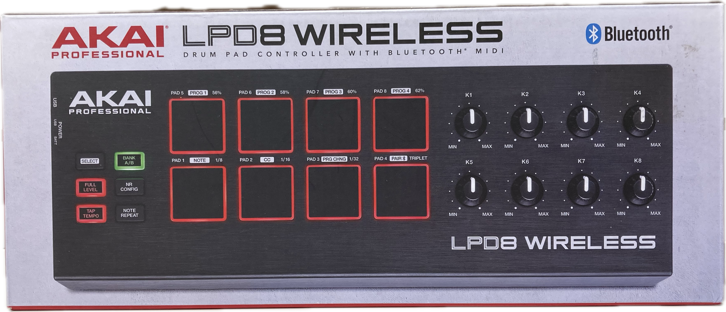 AKAI LPD8 Wireless Drum Pad Controller with Bluetooth MIDI