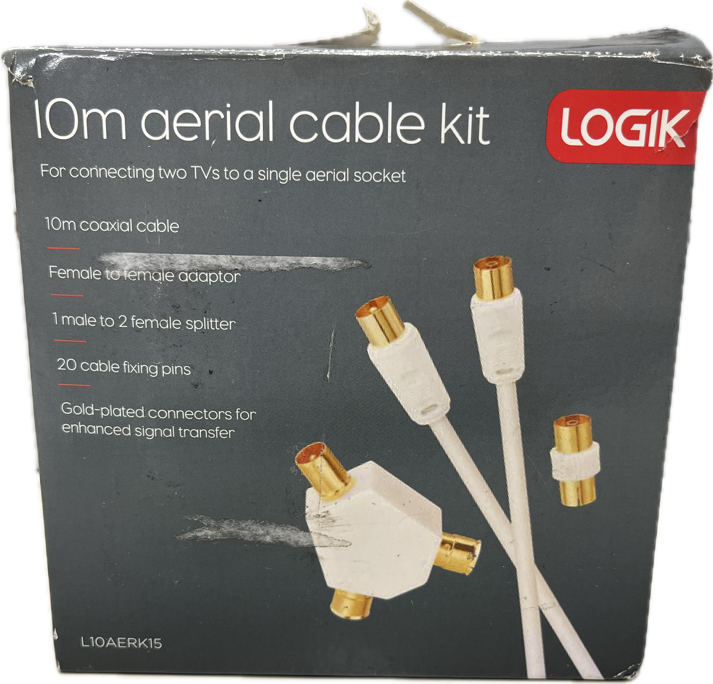 LOGIK L10AERK15 Aerial Cable with Splitter & Adapter - 10 m