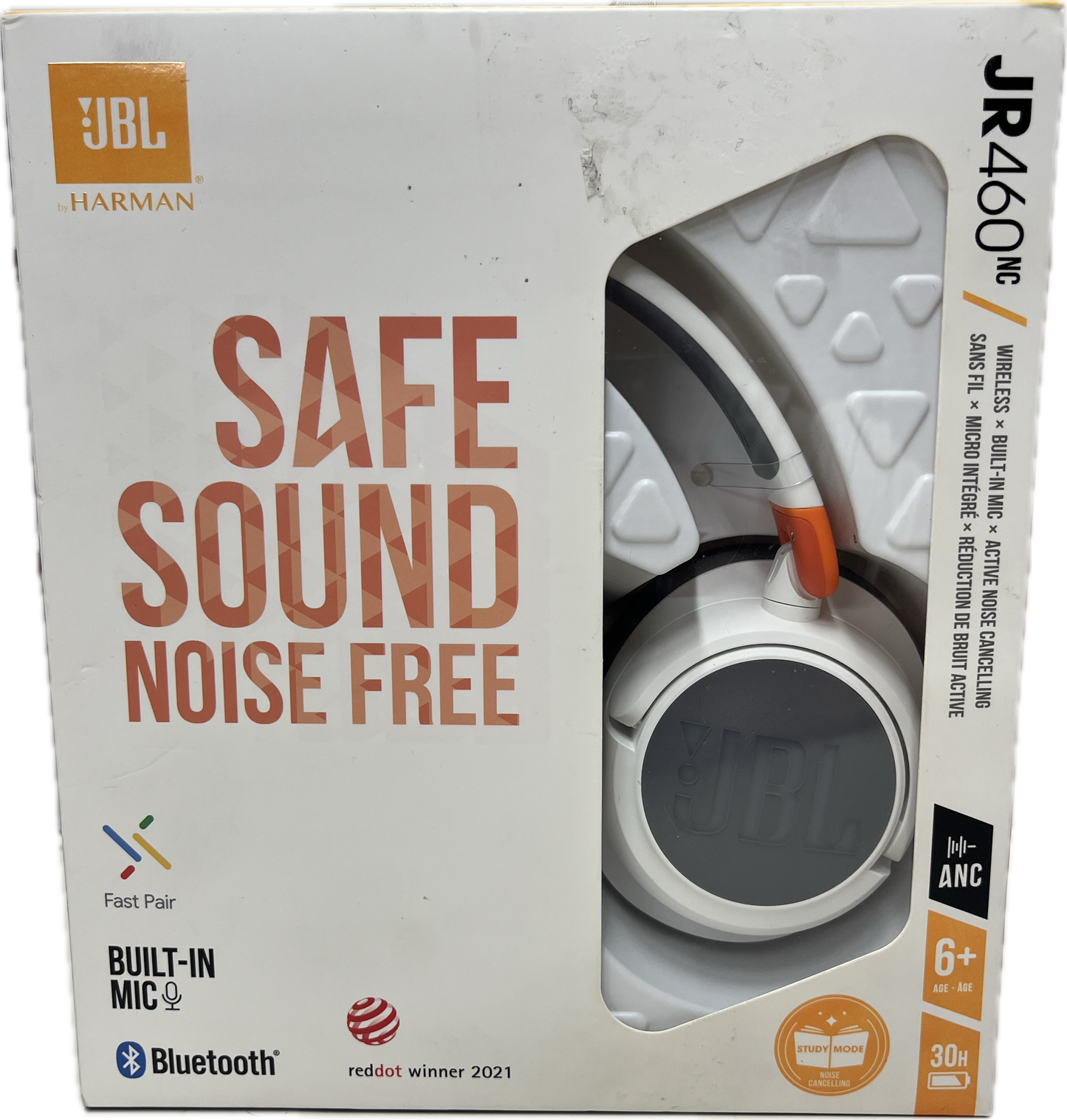 JBL JR 460NC Over-Ear Noise Cancelling Wireless Headphones | White