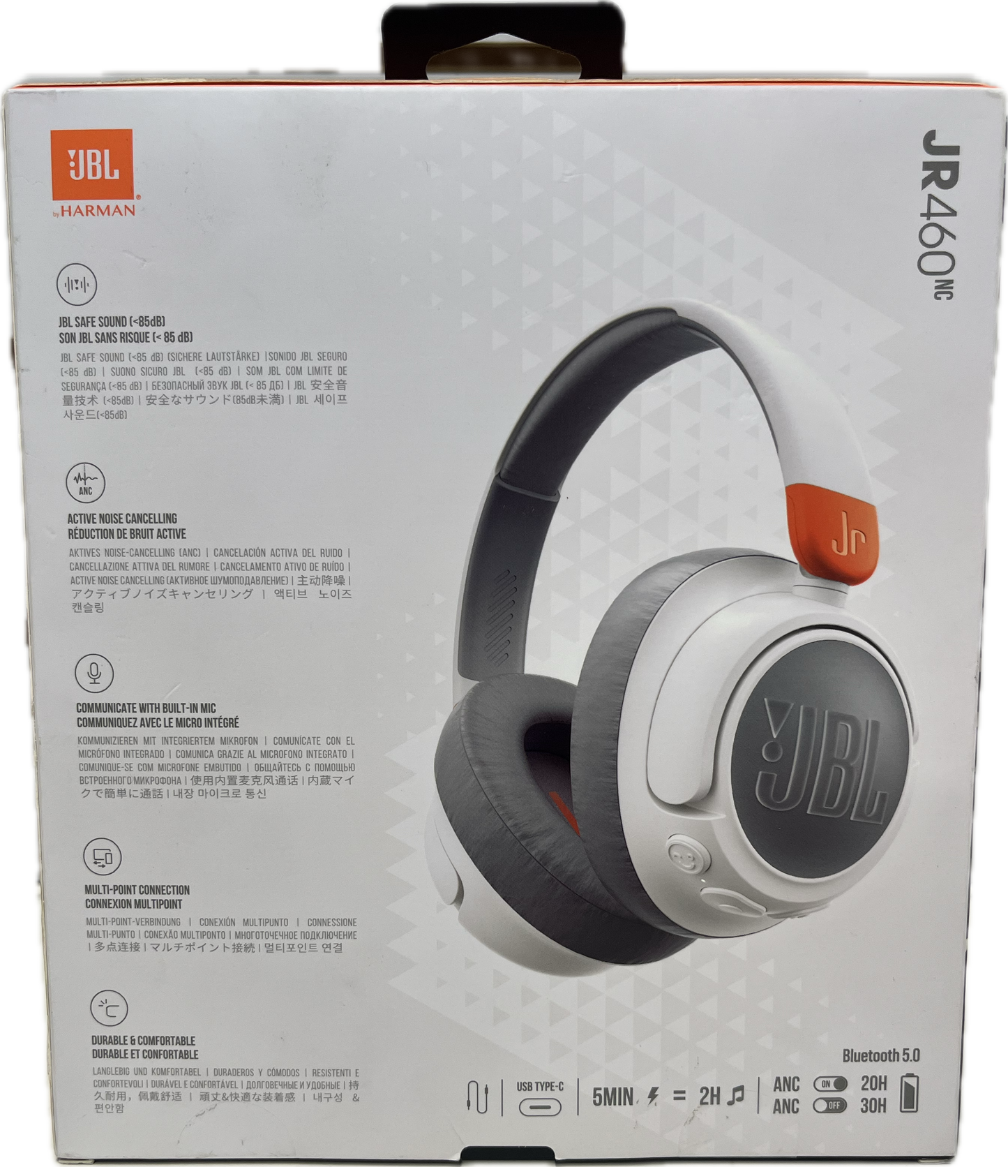 JBL JR 460NC Over-Ear Noise Cancelling Wireless Headphones | White