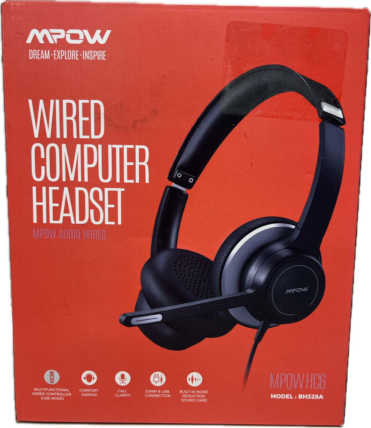 Mpow HC6 USB Headset On-Ear Headphone Noise Canceling w/ Microphone 3.5mm Mic