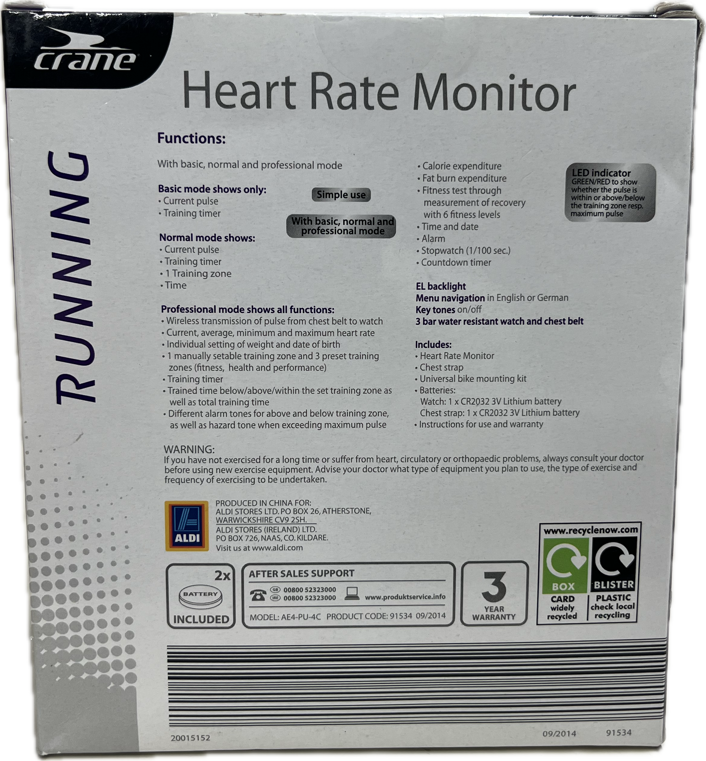 Crane Running Heart Rate Monitor