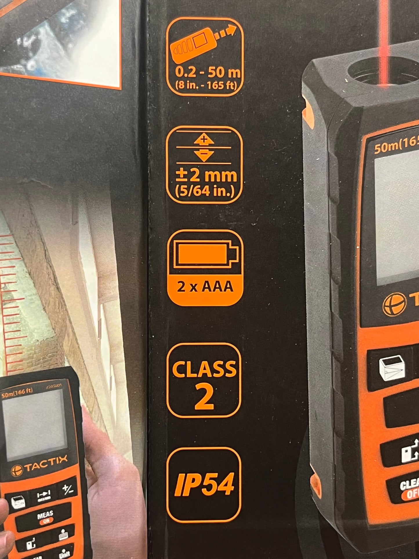 Tactix 50m Laser Distance Measurer