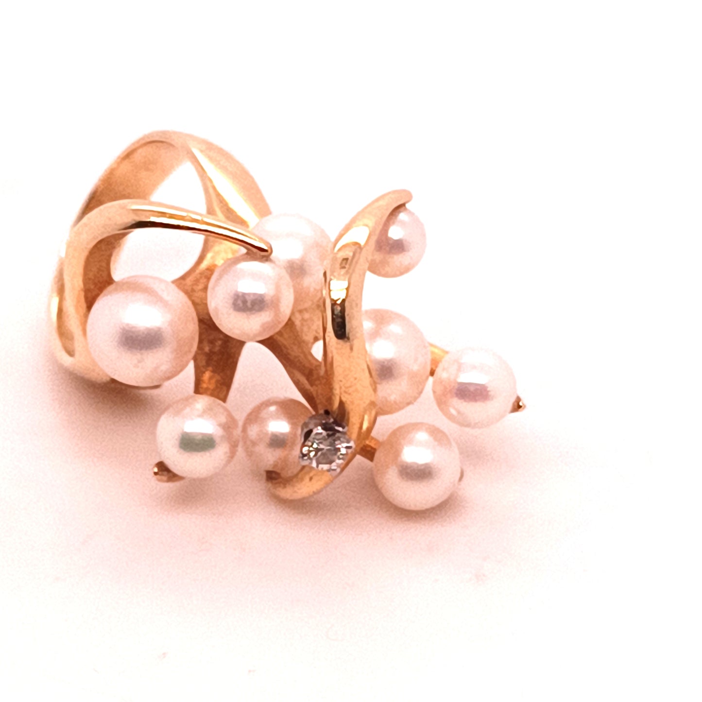 James Arnold Frew 14k Gold Ring with Pearls & Diamond