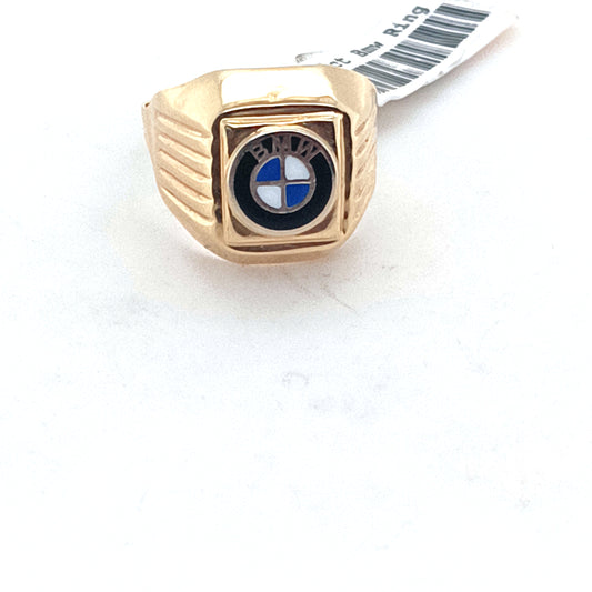 14 k Yellow Gold and Enamel BMW Ring