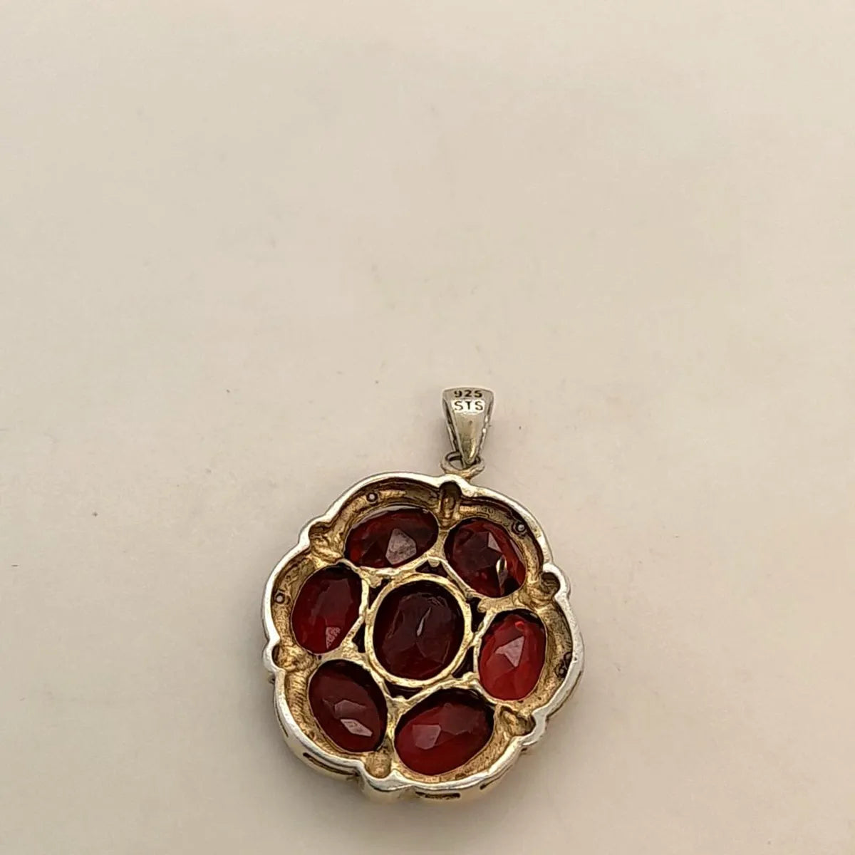 Antique Pendant, Garnets ,Diamonds ,Silver