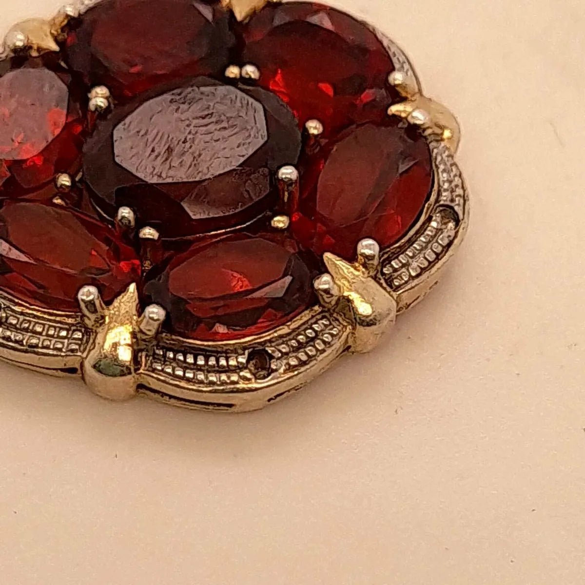 Antique Pendant, Garnets ,Diamonds ,Silver