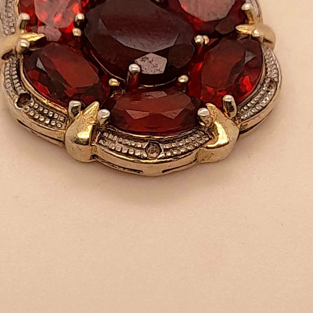 Antique Pendant, Garnets ,Diamonds ,Silver